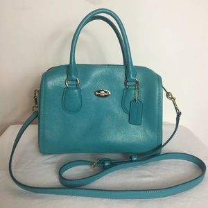 Coach Leather Mini Bennet Satchel Crossbody Handbag Turquoise.
